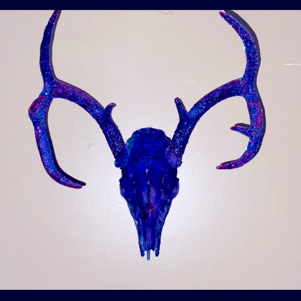 purple glitter deer skull